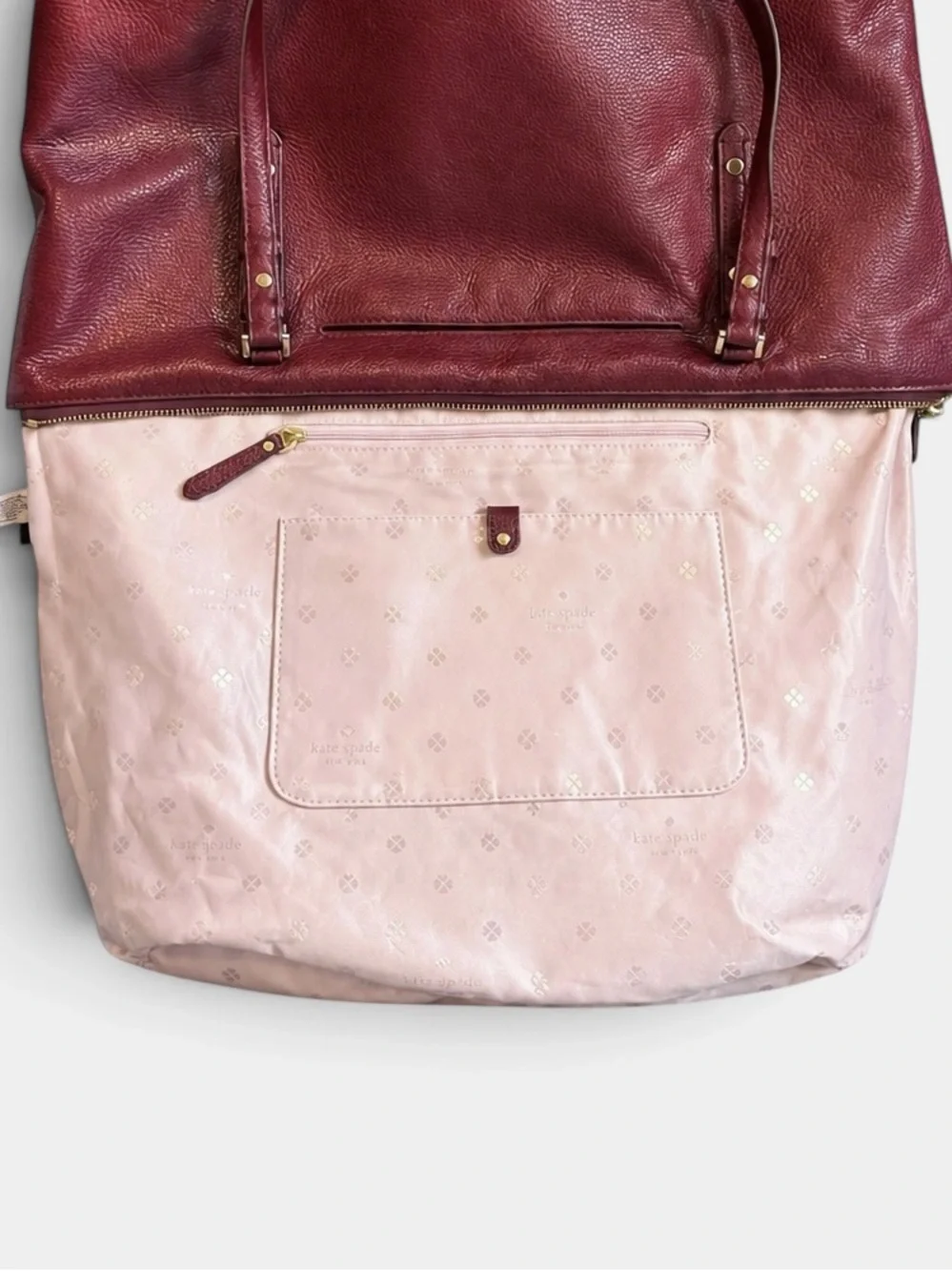 Kate Spade Polly Cherrywood Pebbled Leather Large Tote EUC